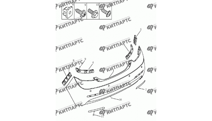 Бампер задний (Хетчбэк) Geely